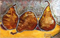Bosc Pears - Sold - Glass Paint Mixed Media - By Anne Doane, Impressionism Mixed Media Artist