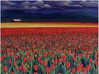 Tulips And Rainclouds - Sold - Watercolor Paintings - By Anne Doane, Impressionism Painting Artist