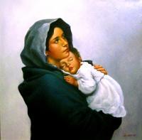 Marry The Holy Mother - Oil On Canvas Paintings - By Niko Sutanto, Realist Painting Artist