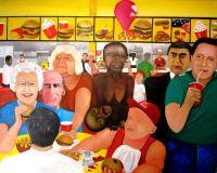 Burger Love - Acrylic Paintings - By Richard Marshall, Social Comment Painting Artist