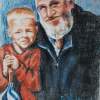 Wayne And  Evan - Oil Pastel Drawings - By Michael T, Expressionism Drawing Artist