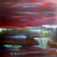 Magical Waterfalls 2 - Oil On Canvas Paintings - By David Hatton, Abstract Painting Artist
