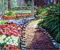 Landscape_Garden-Of-My-Son - Oil On Canvas Paintings - By Bozidar Zvekan, Impressionism Painting Artist
