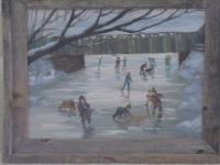 Landscape - Skaters - Oil On Canvas
