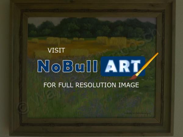 Landscape - Hayrolls - Oil On Canvas