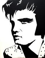 Elvis - Acyrlic On Canvas Paintings - By John Paul, Modern Pop Abstractblack And W Painting Artist