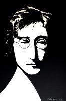 John Lennon - Acyrlic On Canvas Paintings - By John Paul, Modern Pop Abstractblack And W Painting Artist