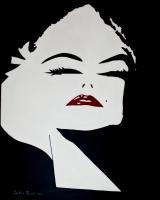 Marilyn - Acyrlic On Canvas Paintings - By John Paul, Modern Pop Abstractblack And W Painting Artist