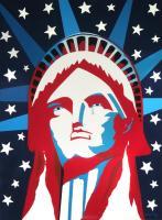 Weeping Liberty Print - Acyrlic On Canvas Mixed Media - By John Paul, Modern Pop  Abstract Mixed Media Artist