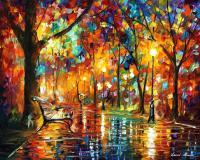 Landscapes - Colorful Night  Palette Knife Oil Painting On Canvas By Leo - Oil