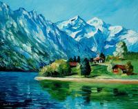 Landscapes - Icy Mountain  Palette Knife Oil Painting On Canvas By Leoni - Oil
