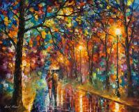 Walking In The Rain  Oil Painting On Canvas - Oil Paintings - By Leonid Afremov, Fine Art Painting Artist