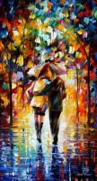 People And Figure - Bonded Couple By The Rain  Oil Painting On Canvas - Oil