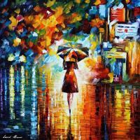 People And Figure - Mysterious Rain Princess  Palette Knife Oil Painting On Can - Oil