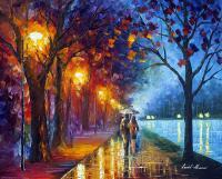 Park Alley By The Lake  Oil Painting On Canvas - Oil Paintings - By Leonid Afremov, Fine Art Painting Artist