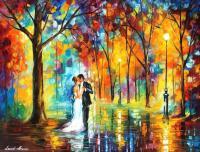 Rainy Wedding  Palette Knife Oil Painting On Canvas By Leon - Oil Paintings - By Leonid Afremov, Fine Art Painting Artist