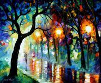 Landscapes - Dark Night  Palette Knife Oil Painting On Canvas By Leonid - Oil