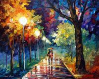 Night Alley  Oil Painting On Canvas - Oil Paintings - By Leonid Afremov, Fine Art Painting Artist