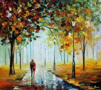 Fall Love  Palette Knife Oil Painting On Canvas By Leonid A - Oil Paintings - By Leonid Afremov, Fine Art Painting Artist