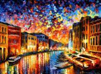 Venice Grand Canal  Palette Knife Oil Painting On Canvas By - Oil Paintings - By Leonid Afremov, Fine Art Painting Artist