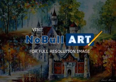 Landscapes - Neuschwanstein - Magical Castle  Palette Knife Oil Painting - Oil