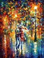 Rainy Evening  Oil Painting On Canvas - Oil Paintings - By Leonid Afremov, Fine Art Painting Artist