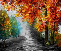 Falling Leaves  Oil Painting On Canvas - Oil Paintings - By Leonid Afremov, Fine Art Painting Artist