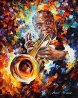 Louis Armstrong Music  Palette Knife Oil Painting On Canvas - Oil Paintings - By Leonid Afremov, Fine Art Painting Artist
