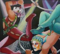 Tribute To Cirque Du Soleil - Oil On Canvas Paintings - By Erica Laszlo, Figurative Painting Artist
