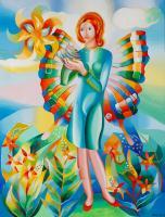 The Spring Has Wings - Acrylic On Canvas Paintings - By Mairim Perez Roca, Fantasy Painting Artist