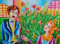 Loving Encounter - Acrylic On Canvas Paintings - By Mairim Perez Roca, Romance Painting Artist