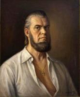 Self Portrat In White Shirt - Oil On Canvas Paintings - By Dionisii Donchev, Classic Painting Artist