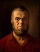 Portraits - Self Portrait In Red Shirt - Oil On Canvas