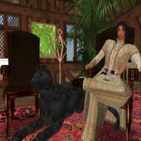 Shotan Ugajin At Home With Pet Cat Saber - Digital Video Game Photography Digital - By David Bailey, 3D Digital Photography Digital Artist