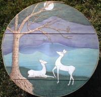 Luna Deer - Pyrographywatercolor Mixed Media - By Dana Arvidson, Mystical Mixed Media Artist