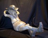 Reclining Cowboy - Plaster Sculptures - By Bruce Blakeley, Hand Sculptured Sculpture Artist