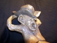 Reclining Cowboy Close Up - Plaster Sculptures - By Bruce Blakeley, Hand Sculptured Sculpture Artist