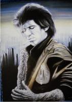 Keith Richards - Pastel  Gouache Paintings - By Stevie Wood, Portraiture Painting Artist
