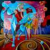 The Red Carpet - Oil Paintings - By Kavich Kavich, Cubism Painting Artist