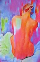 Blazing Nude - Acrylic On Canvas Paintings - By Helena Wierzbicki, Contemporary Painting Artist
