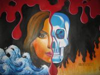 Reflection Of Life  Death - Acrylics Paintings - By Sunny Mullick, Modern Art Painting Artist