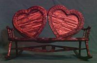 Double Heart Pic Frame Rocker - Wooden Matches And White Glue Woodwork - By Dan Whipkey, Free Style Tramp Art Woodwork Artist