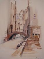 Downtown Bridge - Acrylic Paintings - By Dorina Bosancu, Fine Art Painting Artist