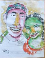 Life Is Colorful - 1B - Pen And Wc Paintings - By Shahraj M, Figurative Painting Artist