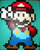 Mario - Acrylic Paintings - By Michelle Deault, 8-Bit Art Painting Artist