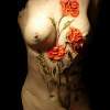 Nude Girl Whit A Roses On Her Breast - Bronse Patina On Indoor Castin Sculptures - By Cirilo Cirilo, Classical Modern Sculpture Artist