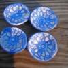 Set Of 4 Lacey Blue Salt Cellars - Clay Pottery - By Linda Seagroves, Pinch Pot Pottery Artist