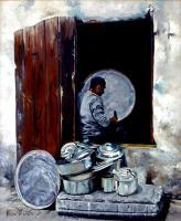 Ironmonger In Instambul - Oil On Canvas Paintings - By Martin Alain, Figurative Painting Painting Artist