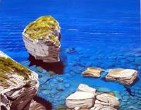 The Grain Of Sand Cliffs Of Bonifacio In Corsica - Oil On Canvas Paintings - By Martin Alain, Figurative Painting Painting Artist
