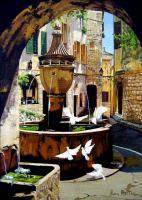 Landscape - Fountain Of Saint Paul On The French Riviera - Oil On Canvas
